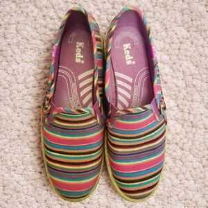 Keds Multi-Colored Striped Espadrille Flat Slip-on Loafer Shoes Size 6